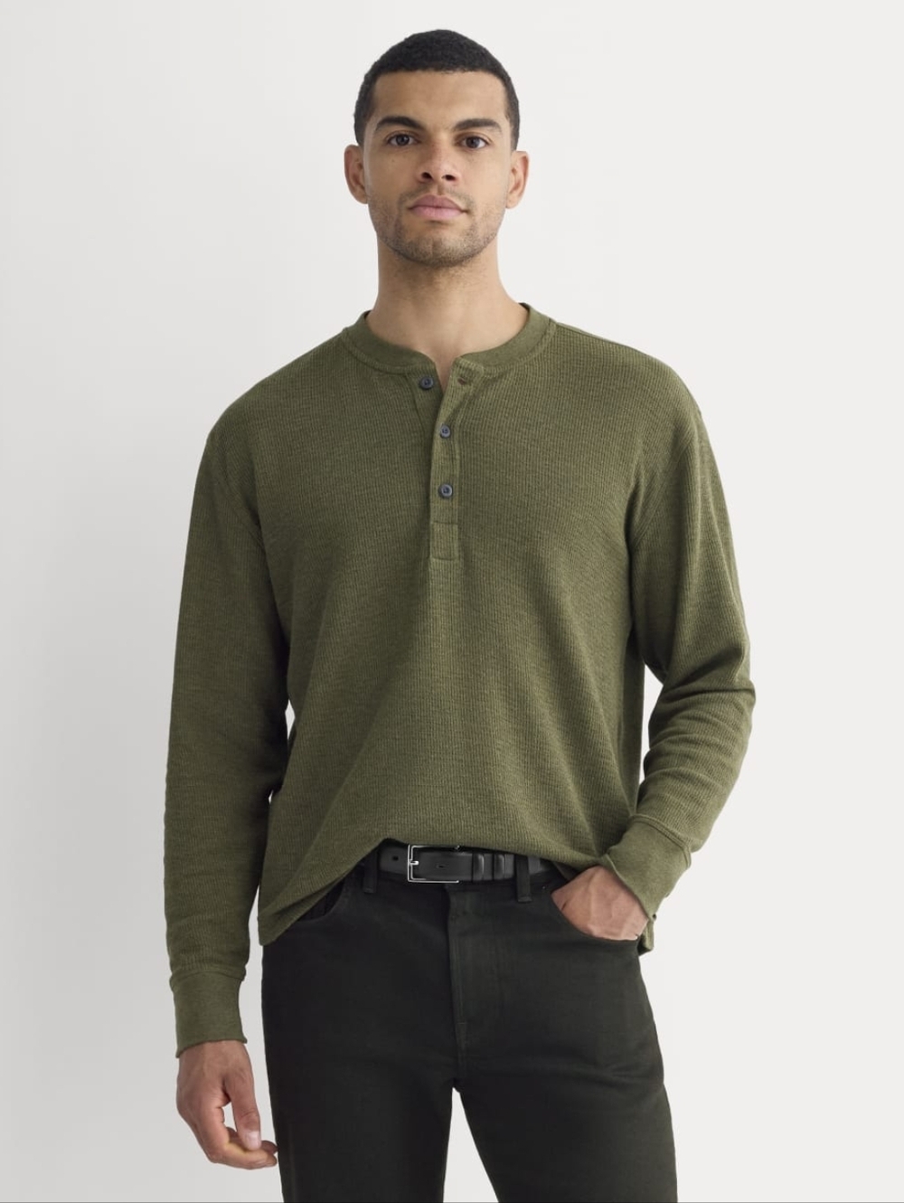 St. John's Bay Olive Green Henley Long-Sleeve Thermal